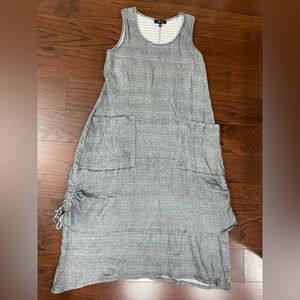 COMFY USA S Small Sleeveless Tie Hem Bubble Dress Pockets Ballon Hem Lagenlook